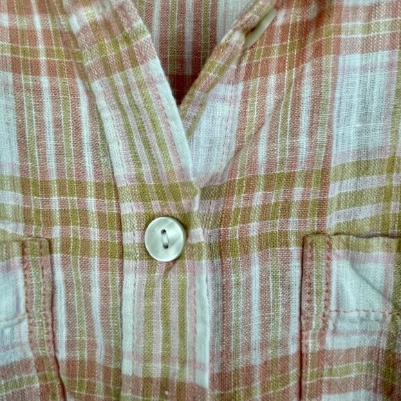 NWOT American Eagle Oversized Linen-Blend Plaid Button Down Shirt Roll Tab XS-1X - Picture 8 of 16